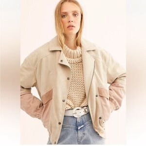 We The Free Beige Bomber Jacket